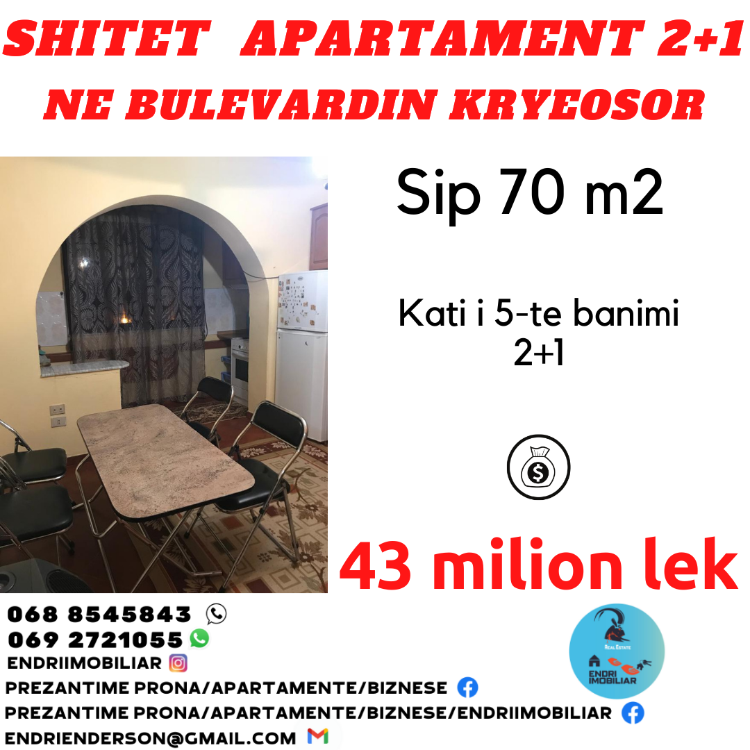 Shitet Apartament kati i 5 -te bulevard